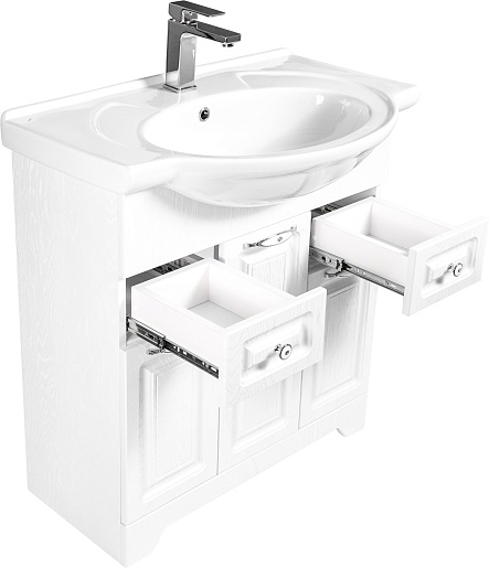 Stella Polare Тумба под раковину Кармела 75 люкс белое серебро – картинка-9